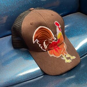 Embroidered rooster  baseball cap w adjustable back